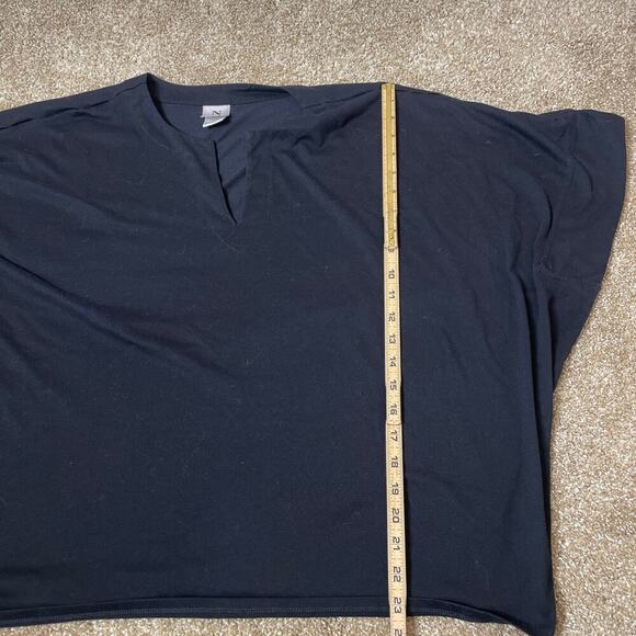 Natori top blouse T-shirt boxy black V-neck short sleeve SZ XL basic layering - Picture 8 of 9